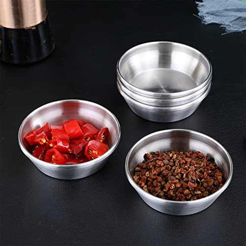 4Pcs Sus304 Stainless Steel Dip Bowls, 200Ml/7Oz Thicker And Deeper Round Sauce Dishes, Seasoning Plates, Condiment Bowl For Spice, Appetizer, Dessert, Side Dishes (Silver) #TOP4
