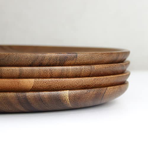 IQCWOOD Wooden Dinner Plates, 11 Inch Round Wood Dinner Plates Set of 4, Acacia Wooden Plates Round Tray Serving Platter for Food Sandwich Dessert Snack Plates by IQCWOOD - Used condition - Image 5