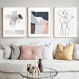 KEBIA Decoración de pared para sala de estar, figura geométrica, línea, carteles artísticos, impresiones, pegatinas para dormitorio, citas de amor, pinturas sobre lienzo, 40x60cmx3 sin marco