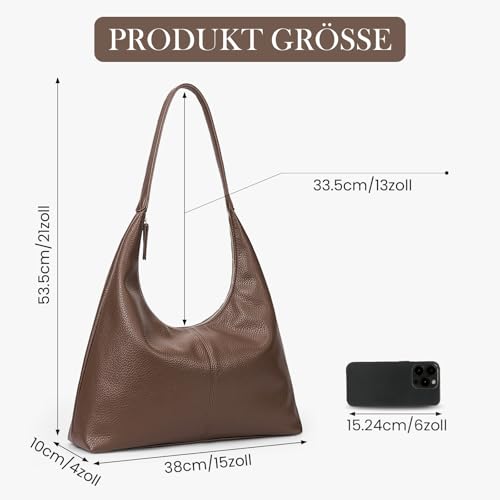 GSenhui Hobo Bag Weiches Leder Handtasche Vintage Tragetasche Uni Tasche Damen-Schultertasche Slouchy Tote Bag Shoulder Bag for Women