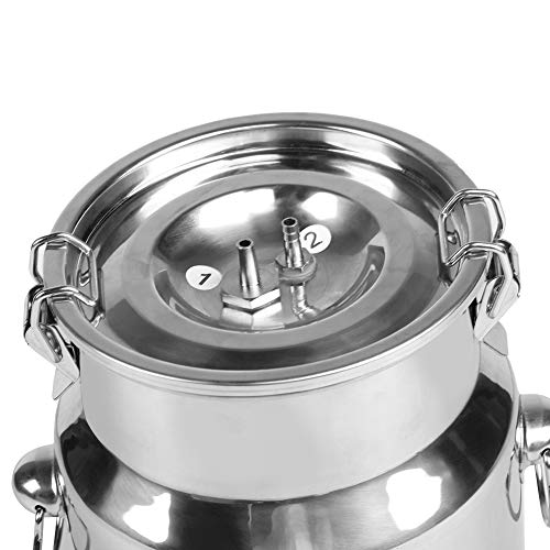 GLOGLOW Máquina de ordenha de cabra 5L, máquina de ordenha elétrica a vácuo de aço inoxidável com bo