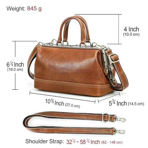 Image of CONTACTS Doctor Bag Purse for Women Luxury Leather Handbag with Lock Shoulder Bag Vintage Top Handle Bag