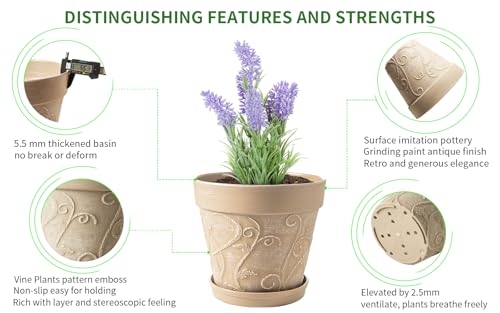 image for Melphoe Plant Pots Indoor with Drainage & Saucer, 2Pack 10 inch Flower