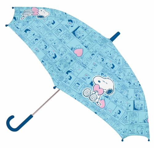SNOOPY LOVE - Paraguas Manual, 8 Paneles, Varillas Metálicas, Cómodo y Versátil, Calidad y Resistencia, 48 cm, Material Poliéster