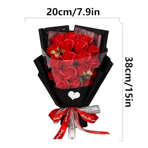 Bouquet de fleurs avec roses rouges préservées naturelles TEEKU taille unique