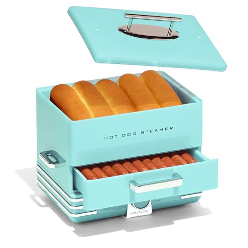 image for Nostalgia Extra Large Diner-style Steamer, 20 Hot Dogs And 6 Bun Capac