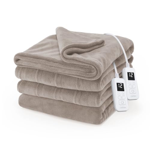 Sunbeam Royal Luxe Microplush Heated Blanket 12 Heat Mushroom King