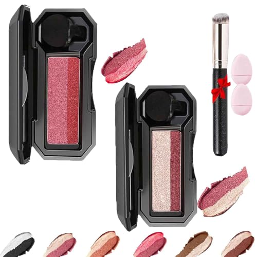 2Pcs Fresheight Perfect Dual Color Eyeshadow,Portable Two Tone Lazy Makeup,Highly Pigmented,Exquisite Glitters,Waterproof,Long-L