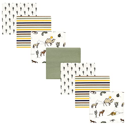 Image of Little Treasure Hudson Baby Cotton Poly Flannel Receiving Blankets Multipack, Green Desert Animals, 30x30 inches