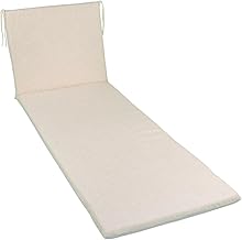 GHIOCUSCINI | Cushion for Beach Lounger, ECRU Colour in Cotton/Polyester Fabric, Removable Cover, 52 + 130 x 57 cm, 4 cm High, Made in Italy