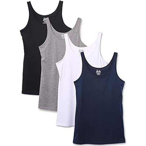 Kalon Women's 4-Pack Modern Busty Shelf Bra Cami Base Layer Camisole Tank Top (Small, Basics) Cover
