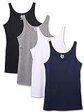 Kalon Women's 4-Pack Modern Busty Shelf Bra Cami Base Layer Camisole Tank Top (X-Small, Basics)