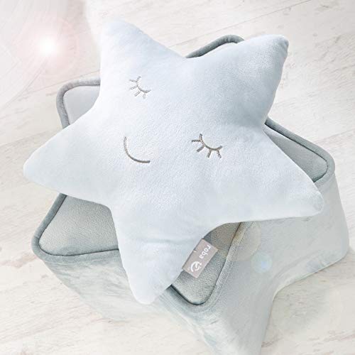 roba Kuschelkissen in Stern Form - roba Style - Flauschiges Deko Kissen für Baby & Kinderzimmer - für Mädchen & Jungen - Hellblau, 1 Stück (1er Pack)