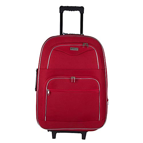 Mala De Tecido Com Rodinhas Tamanho Bordo - Roncalli Guet (Vermelha)