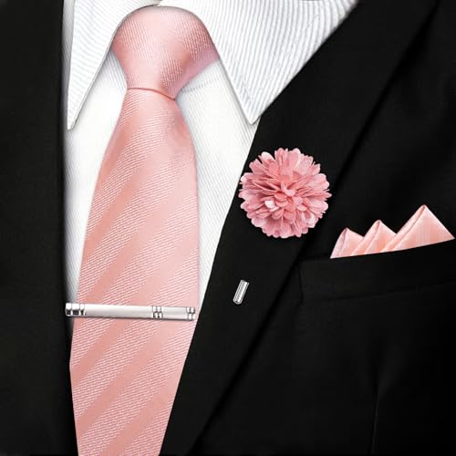 Image of DiBanGu Silk Pre-tied Ties for Men Formal Adjustable Necktie Set