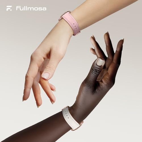 Image of Fullmosa 2 Pack 18mm Leather Watch Bands Quick Release Watch Strap for Men Women, Soft Replacement Strap Wristband with Stainless Steel Buckle,18mm White&Rose /Pink&Rose | 2 Pack Straps for Garmin Venu 3S /2S /4(41mm), Vivoactive 4S, Vivomove 3S, Forerunner 265S /255S, White+Pink /Rose+Rose