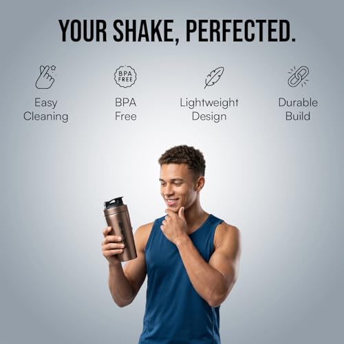 Image of Shifter Stainless Steel Gym Shaker Bottle 750ml | Leakproof Metal Protein Shaker for Men & Women | BPA Free, Odour Resistant, Rust-Free Steel Sipper for Gym, Workout & Sports (BORNZE)