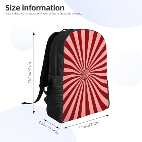 Red Pink Candy Cane Swirling Backpack Simple Leisure Travel Backpack Outgoing Daypack 16 inch3