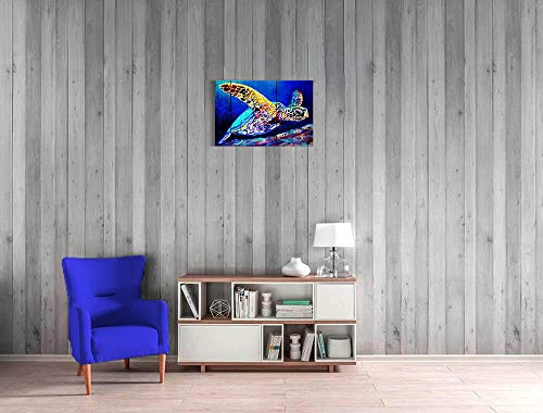 Sea Turtle Home Wall Art Decor - Ocean Theme Mediterranean Style Canvas Prints Framed And Stretched Ready To Hang Sea Animal Turtle Posters Bathroom16X24Inchx1Canvas Print Art Decoration Hanging #TOP7