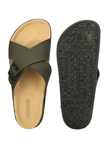 Image of Men Cross Strap Buckle Slippers | Casual Sandals for Men | Comfortable Footwear | Stylish Slip-On Sandals | Anti-Slip Rubber Sole