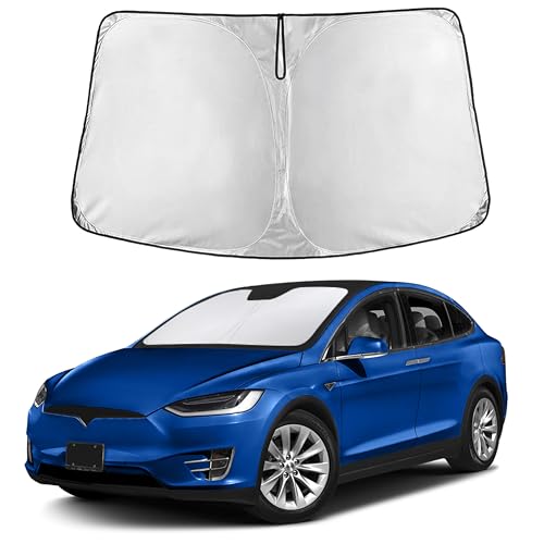 EcoNour Windshield Sunshade Compatible for Tesla Model X 2016-2023 2024 2025 Sun Visor for Front Windshield & Window Sun Shade Cover UV Heat Blocker & Protector Car Accessories