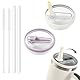 Leak-Proof 40 oz Cup Flip Straw Lid Replacement Compatible with stanley cup 40 oz Cups，Leak-proof and Dustproof, Easy to Clean,Replacement Reusable Cover(Beige+Purple)