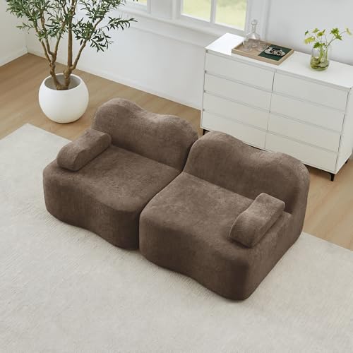 Sofá de 2 plazas modular Boneless con asientos profundos color marrón para salón 2