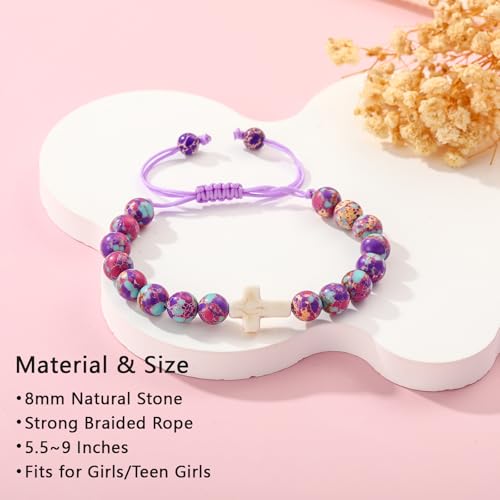 Image of Class of 2026 Graduation Gifts for Girls, Natural Cross Beads Charm Bracelet Middle High Kindergarten Preschool School Gifts Jewelry for Her