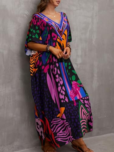 Image of Kaftan Dresses for Women Plus Size Summer Beach Dress with Print and Swim Cover Ups