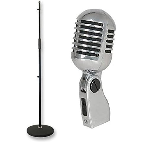 Electromart Retro Style Chrome Microphone And Stand Cover