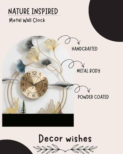 Image of Metal Wall Clock for Living Room Stylish Antique Big Wall Decor Clock Metal Unique Wall Clock for Bedroom (Design 4)