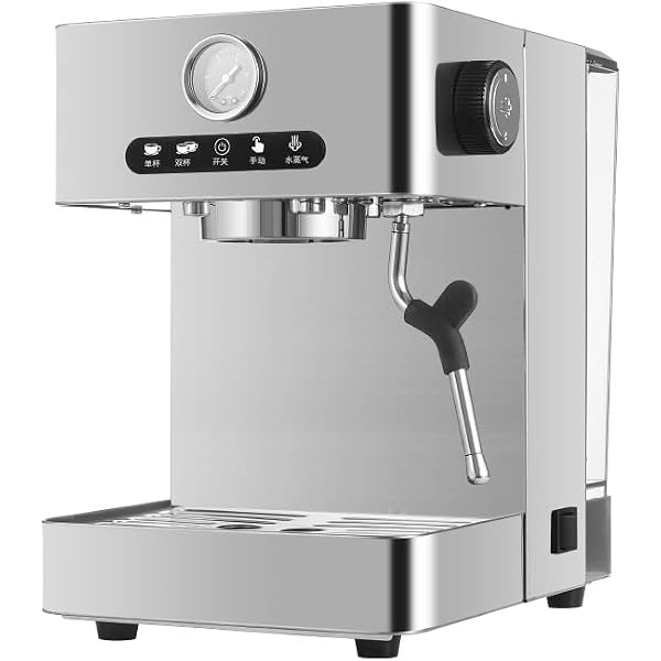 Compact Professional Semi-Automatic Espresso Machine Espresso Coffee Machine with Milk Frother/Steam Wand Removable Water Tank for Espresso Latte Cappuccino Stainless Steel Commercial Home Cafe