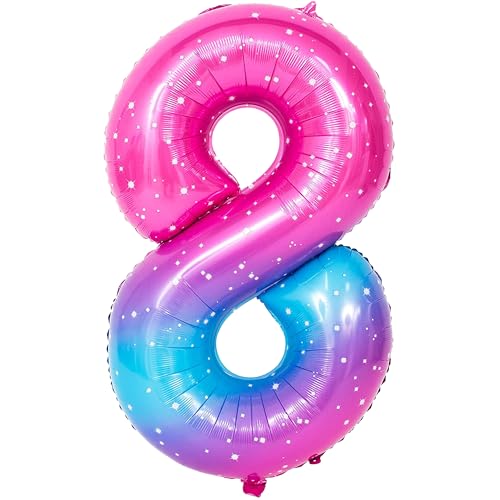 Image of Katchon, 40 Inch Rainbow Number 8 Balloon For 8th Birthday Decorations