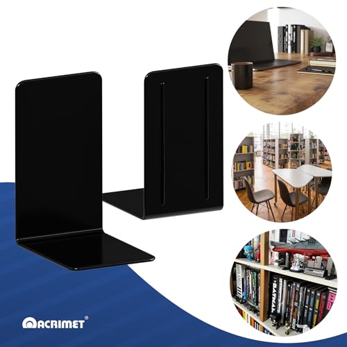 Bibliocanto Plástico Acrimet, para Estantes, Prateleiras e Mesas, Suporte para Livros Cor Preto (2 P