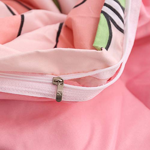 Cartoon Duvet Cover Set King Pink Peach Bedding Set Kid Kawaii Bedding Set Girl Lovely Peach Comforter Cover Cute Fruits Quilt Cover Tropical Plant Bedding Reversible Soft Bedspread Cover Room Decor #TOP5