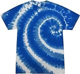 Colortone 100% Cotton Tie Dye T-Shirt for Women and Men, Small, Swirl Blue