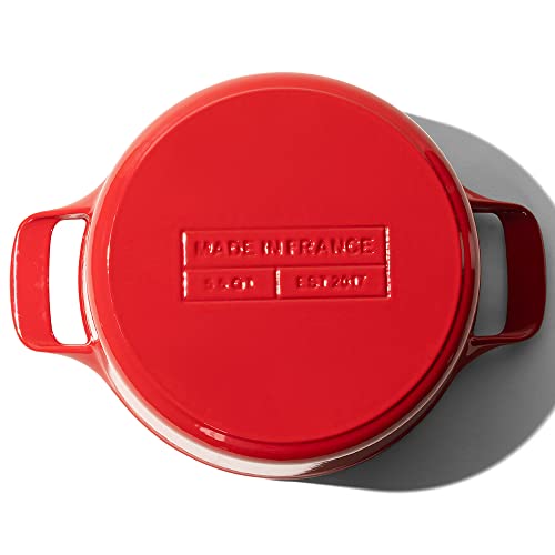 Made In Cookware - Dutch Oven 5.5 Quart - Red - Enameled Cast Iron - Exceptional Heat Retention & Durability - Professional Cookware - Made In France - Induction Compatible #TOP7