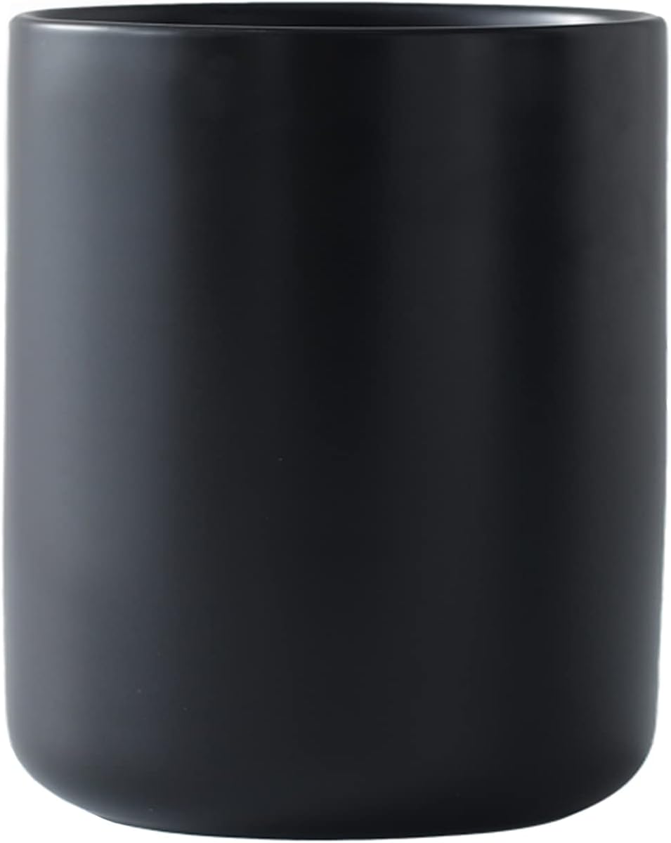 LATCHHOOK Soporte para utensilios de cocina negro para encimera, cerámica mate para utensilios de cocina para mostrador, fácil de limpiar, soporte moderno para espátula para decoración de granja de 4.5 x 6.4 pulgadas