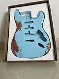 Relic - Cuerpo de guitarra eléctrica, estilo Stratocaster, nitro, parte superior de aliso, cuerpo de guitarra para bricolaje, S-S-S, pastillas pesadas, cuerpo de guitarra azul
