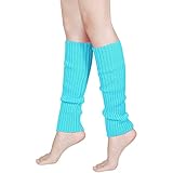 SATINIOR 80's Women Knit Leg Warmers Crochet Ribbed Leg Socks for Party Accessories (Lake Blue)