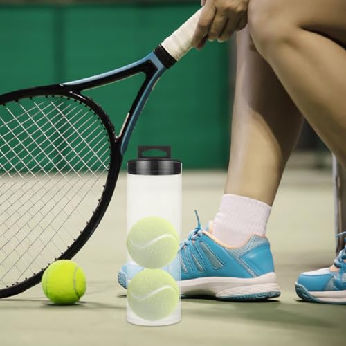 POPETPOP Transparent Tennis Ball can with Black Lid 9.4 Inch Clear PVC Tube Tennis Storage Container for Organizing Sports Accessories