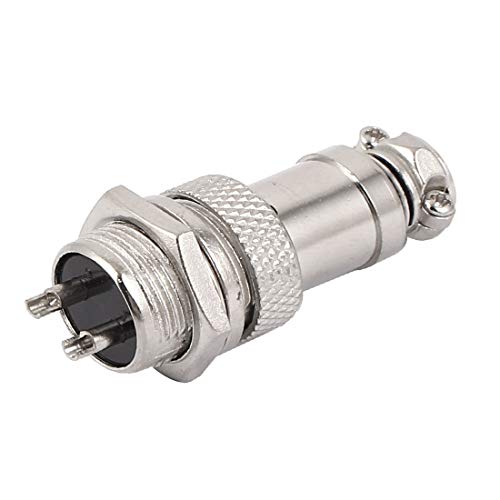 Conector de metal aviation GX16-2 16mm 5A 250V plateado miniatura 3