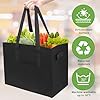 Wusboo Sac de Courses en Feutre, Lot de 3 Feutre Sac Shopper Contenant Deux Compartiments à Bouteilles, Grand Panier Pliable, Grand Fourre-Tout pour Courses, Sorties (Noir) #4
