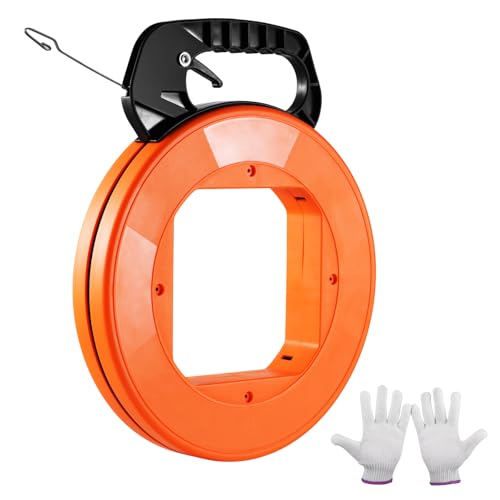 VEVOR Fish Tape, 120-foot, 1/8-inch, Steel Wire Puller with Optimized Housing and Handle, Easy-to-Use Cable Puller Tool, Flexible Wire Fishing Tools for Walls and Electrical Conduit, Non-Conductive by VEVOR - Used condition - CA$20.63