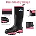 Trudave Rubber Boots for Women with Steel Shank, Waterproof Insulated Mud Rain Boots, 6mm Neoprene Anti-slip Outdoor Work Boots, Pink, Size 6