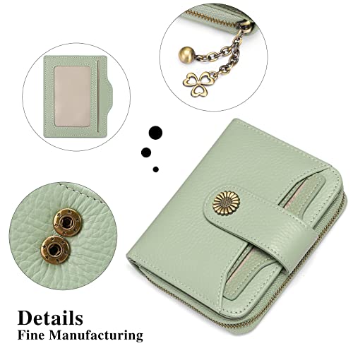 Image of GOIACII RFID Women's Wallet Cute Small Credit Card Holder Ladies Coin Pouch Leather Light Green