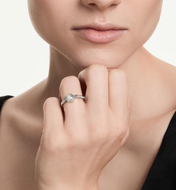Ring Chroma, verschiedene Größen, Stern, weiß, rhodiniert