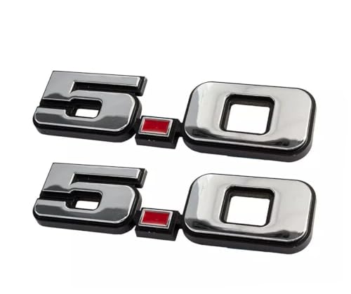 Image of 2Pcs 5.0 Emblems Original Classic Old Style Badge Exterior Performance Trim Decal Compatible with 1979-1993 Mustang (Chrome)