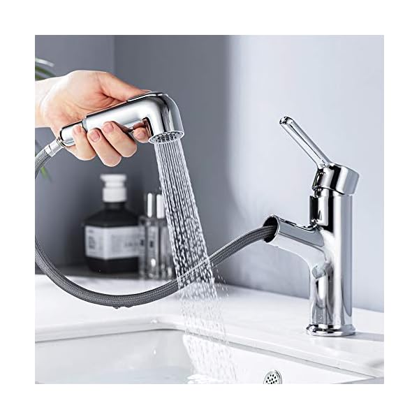 ONECE Wasserhahn Bad mit ausziehbar Brause, Waschtischarmatur aus Messing Einhebelmischer Badarmatur Waschbecken…