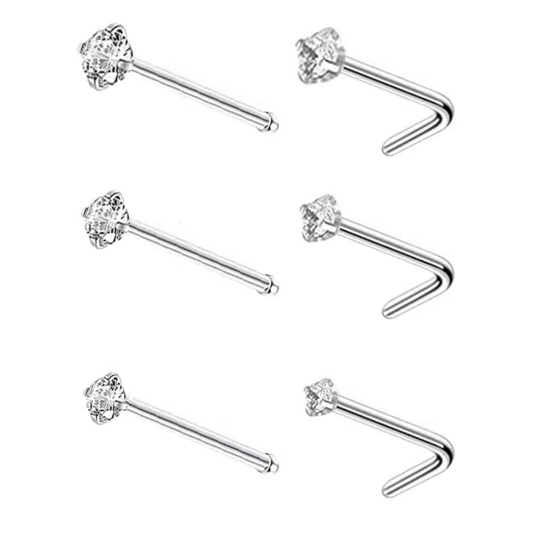 Lot De 12 Piercings Nez Halloween Acier Inoxydable 20G - Formes Crâne, Citrouille, Chat, Fantôme... (Noir & Argent)